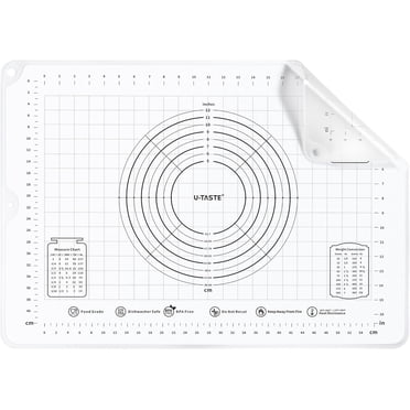 U-Taste Grand Tapis à Pâtisserie en Silicone : Plaque de Cuisson Antiadhésive de Qualité Alimentaire 20 Po X 28 Po pour Rouler la Pâte, Antidérapante pour Pétrir la Préparation de Pizza, Fondant, Croûte à Tarte avec Mesure Claire et Rebord Surélevé (Transparent)