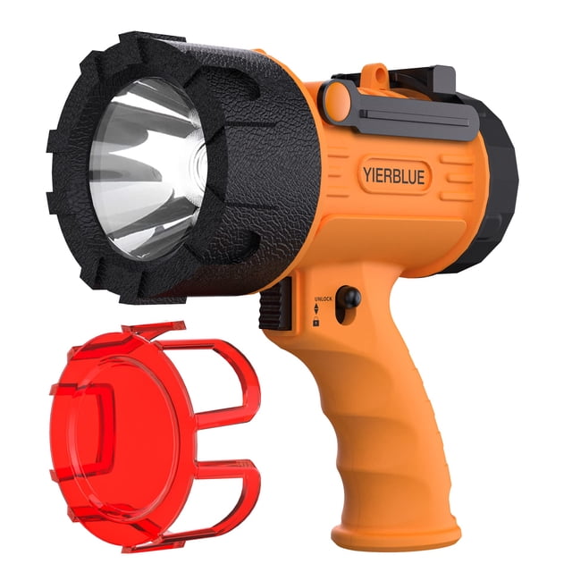 Yierblue Rechargeable Spotlight Handheld Rechargeable Flashlight 200 000 Lumens Led Ip67 Waterproof 12 Hours Running For Boating Camping Hunting