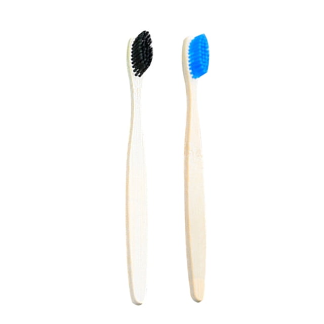 2PCS Bamboo Toothbrush Vintage Natural Wood Toothbrush Nylon Bristle Toothbrush