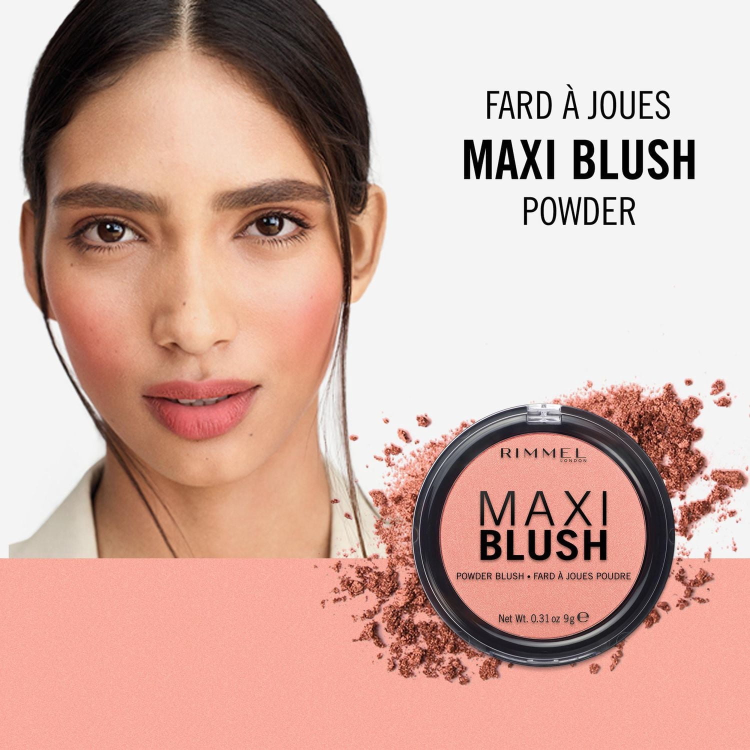 Rimmel London Maxi Blush Powder, Lightweight Formula, Highly Pigmented Micro-Fine Powders, Captivating Glow, 100% Cruelty-Free 9 G