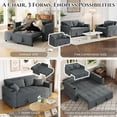 thumbnail image 3 of AECOJOY 63" 3-in-1 Convertible Chair Bed, Pull Out Folding Single Sleeper Sofa with Adjustable Backrest, Pillow & Side Pocket for Small Space, Apartment, RV, Dark Grey, 3 of 10