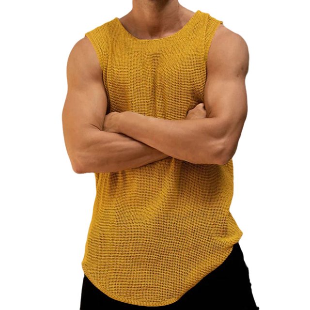 Timegard Tank Tops Men Crewneck Sleeveless Loose Breathable Summer Beach Casual Solid Color Tee Shirts