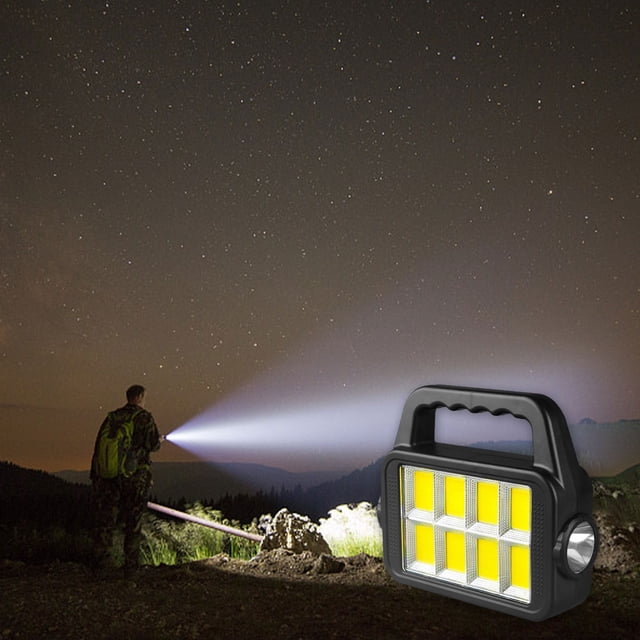 Portable Solar Lamp with USB Charging - 160 LED COB Work Light, Wall Mountable for Outdoor Camping, Emergency, and Long-Range Flashlight Use Hzhnb | Plastic, Black