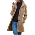 thumbnail image 1 of Pompotops Women's Solid Color Pocket Woollen Coat Recreational Long Sleeve Tops Clearance, 1 of 6