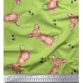 thumbnail image 1 of Soimoi Green polyester Crepe Fabric Footprints & Mouse Kids Print Fabric by Yard 42 Inch Wide, 1 of 5
