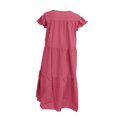 thumbnail image 4 of Faithtur Robe Mi-Longue Ample pour Femmes, Style Décontracté d'Été, Couleur Unie, Col Rond, Manches Volantes, Jupe Froncée, 4 of 5
