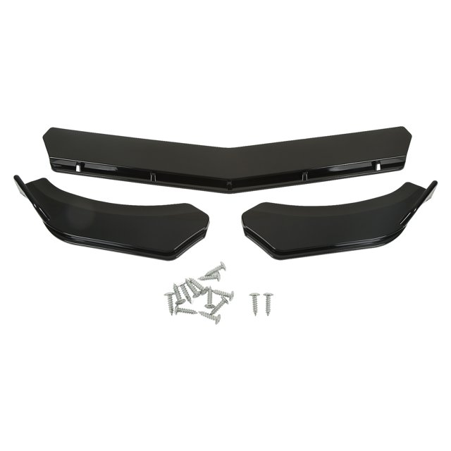 3PCS Front Bumper Lip Chin Spoiler Black Flexible Adjustment Universal Scratch Resistant for Car