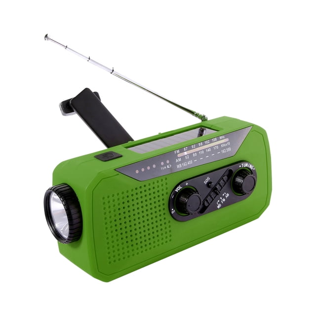 Hand Crank Radio With 2000 mAh Emergency Power Bank, AM/FM/NOAA Weather Band, Built-in Flashlight, Alarm, and USB Charging