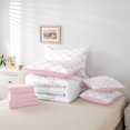 thumbnail image 4 of Erosebridal Kawaii Bowknot Bedding Sets Twin Size,Rown Stripes Comforter Sets with Sheets,Bow Bedroom Decor,Reversible,7pcs, 4 of 5