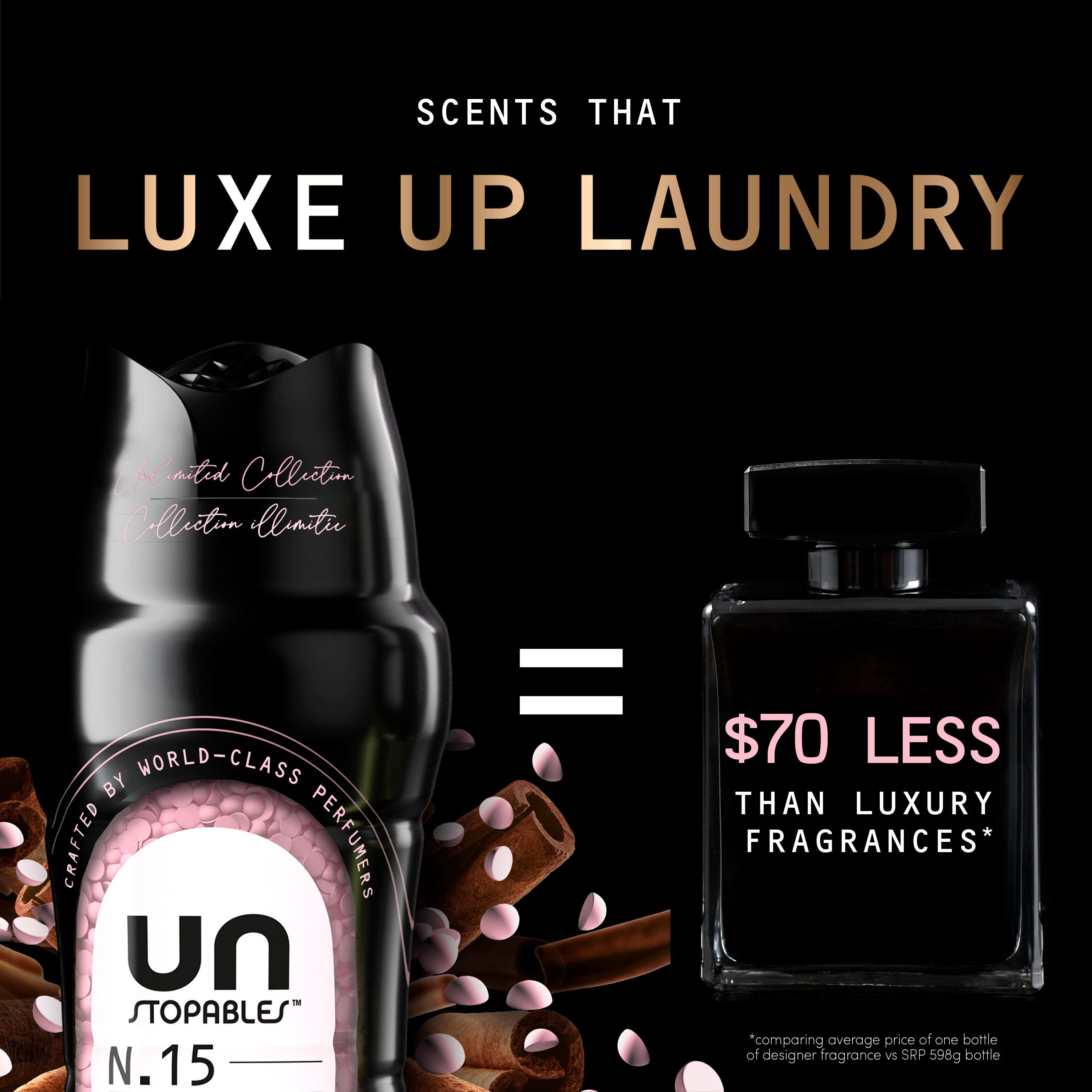 Perles rehausse-parfum pour la lessive Downy Unstopables collection Illimitée, nº 15, parfum fin, perles parfumées pour une fraîcheur longue durée