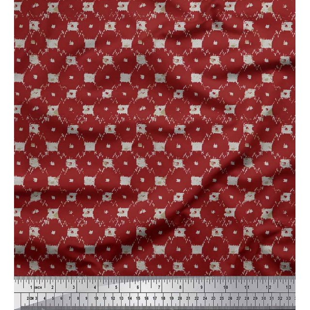 Soimoi Polyester Crepe Fabric Check & Geometric Fabric Prints by Yard 52 Inch Wide
