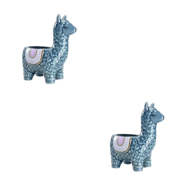 Wweixi 1/2/3 Animal Shape Pots Durable Materials For In Garden For Small Spaces Eco-friendly Alpaca blue 2PCS