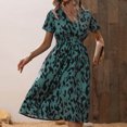 thumbnail image 1 of Mefallenssiah Woman Summer Printing V-Neck Short Sleeve Dress, 1 of 1