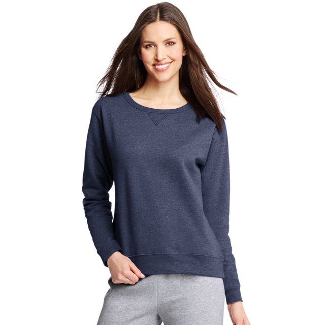 Hanes Womens ComfortSoft EcoSmart Crewneck Sweatshirt, XL, Navy Heather