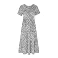 thumbnail image 3 of Pisexur Robes d'Été pour Femmes à Col Rond, Robe Fluide Plissée Tendance à Manches Courtes, Mode avec Poche, Robe d'Été de Plage Évasée à Imprimé Floral, 3 of 4