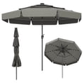 thumbnail image 2 of Costway 10 FT Solar Patio Umbrella with 32 LED Lights 3-Tier Vented Top & Ruffles Gray, 2 of 10