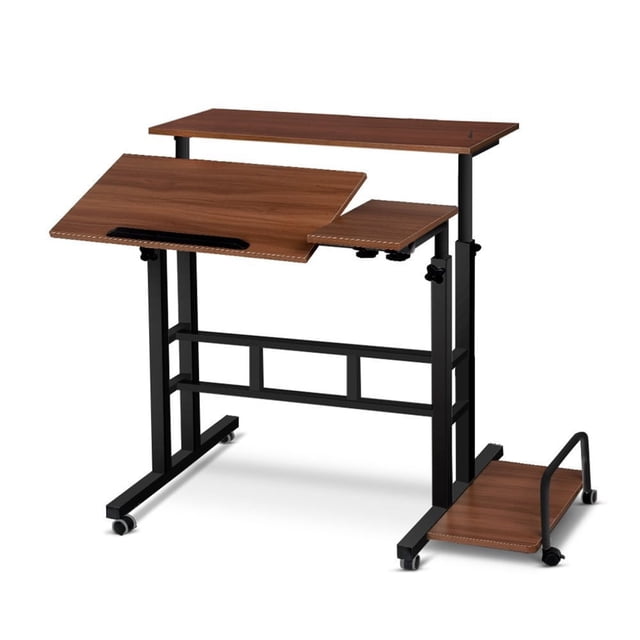 YUSAZENS Small Mobile Standing Desk, Portable Rolling Computer Desk with Adjustable Height and Wheels for Efficient Home Office Setup