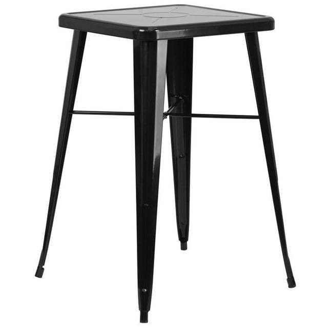 Flash Furniture Table de Bar Carrée en Métal de 28 Pouces en Noir