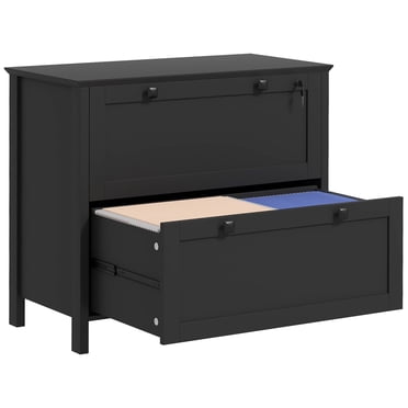 HOMCOM 2 Drawer Filing Cabinet with Lock, Keys and Hanging Bar, Black