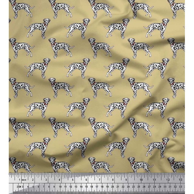 Soimoi Poly Georgette Fabric Dalmatian Dog Decor Fabric Printed Yard 42 Inch Wide