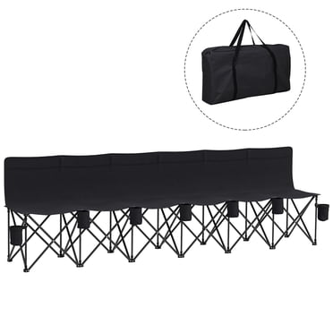 Outsunny Chaise de Camping Pliante 6 Places avec Porte-Gobelet pour le Camping, Noire