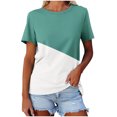 thumbnail image 1 of Birdeem Womens Summer Color Matching Round Neck Short Sleeved Top Short Sleeved Round Neck Top/Shirt, 1 of 12