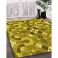 thumbnail image 3 of Ahgly Tapis d'Intérieur Lavable en Machine Carré Transitionnel Jaune Foncé Vert, 7 Pieds Carré, 3 of 7