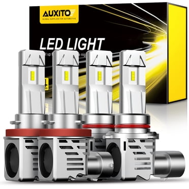AUXITO 9005 H11 Ampoules de Phare DEL Combo, Remplacement Faisceau Haut-Bas, 12000LM 6500K Blanc Froid, Ampoules de Phare DEL Sans Fil, Lot de 4