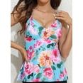 thumbnail image 3 of Charmo Wrapped V Neck Swimsuit Tops for Womens Flowy Tankini Tops Padded Bathing Suit Tops(No Bottoms）, 3 of 4