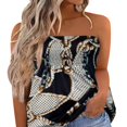 thumbnail image 1 of CHUANK Womens Summer Off Shoulder Leopard Print Bandeau Strapless Blouse Tops, 1 of 2