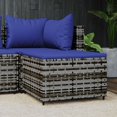 thumbnail image 1 of vidaXL Repose-Pieds de Jardin avec Coussin Gris en Rotin Poly, 1 of 4