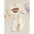 thumbnail image 3 of Faithtur Baby Girl 2Pcs Fall Outfits Fuzzy Letter Embroidery Long Sleeve Sweatshirt + Pants Set Toddler Spring Clothes, 3 of 9