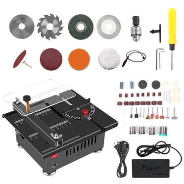Abody 100W Multi-Functional Table Saw Mini Desktop Electric Saw Cutter Speed & Angle Adjustable 16MM Cutting Depth with Blade Flexible Shaft and More Accessories for Wood Acrylic Cutting