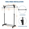 thumbnail image 2 of SortWise Expandable Rolling Clothing Rack, Mobile Adjustable Garment Rack Clothes Shelf Organizer with Top and Bottom Shelves, 2 of 9