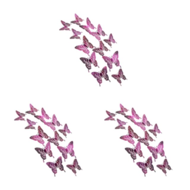 Transemion Glitter And Exquisite Stickers For Amazing Home Decor With Butterflies Various LK12 Rose Red 3Set