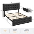 thumbnail image 2 of Bed Frame with 4 Storage Drawers and Adjustable Headboard, Upholstered Mattress Foundation with Skin-Frienly Linen, No Box Spring Need, 2 of 9