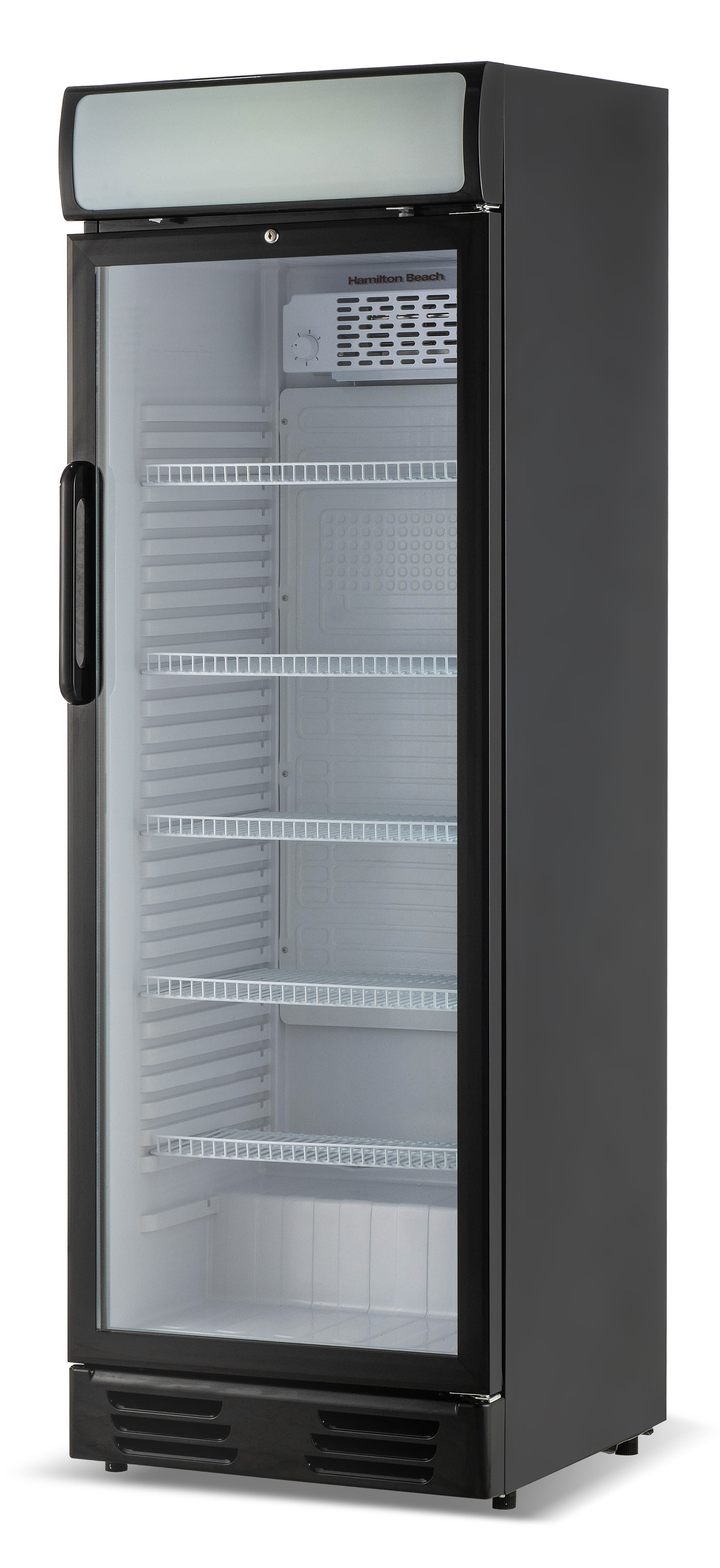 Hamilton Beach 12.5 Cu. ft. Commercial Beverage Refrigerator, 355L Glass Door Display Fridge with Lock, Black