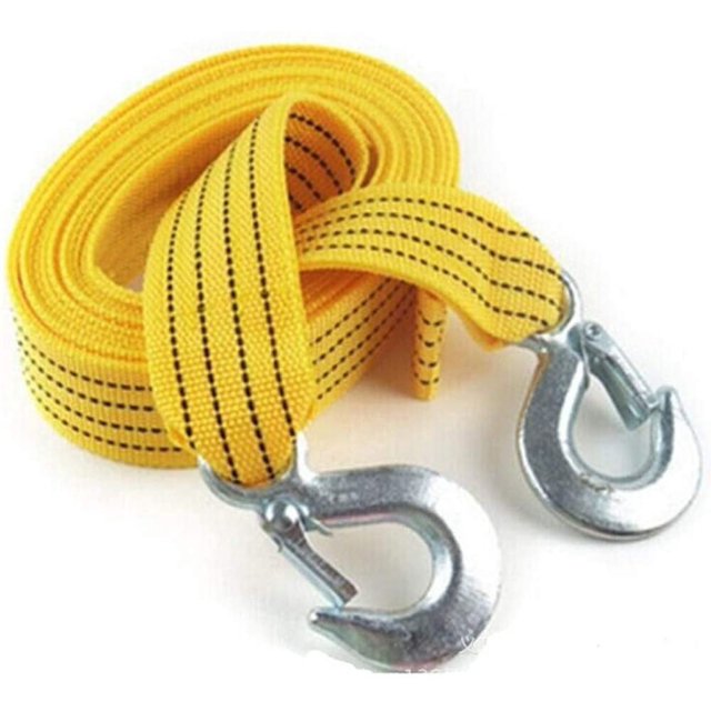 Tow Rope, 4 Meter Load 5 Ton Car Trailer Towing Rope Strap Tow Cable with Hooks Emergency Vehicle Tool