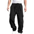 thumbnail image 2 of Dagugfen Cargo Pants for Men Straight Leg Drawstring Elastic Waist Loose Comfy Outdoor Hiking Pants, 2 of 9