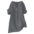 thumbnail image 3 of Baberdicy Oversized Collar Shirts - Women's Loose Fit Solid Color Tops (Breathable Linen, Office to Weekend) Grey M, 3 of 8