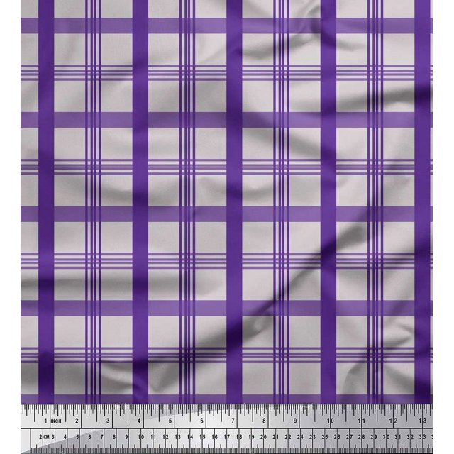 Soimoi Georgette Viscose Fabric Check Check Printed Craft Fabric by the Yard 42 Inch Wide