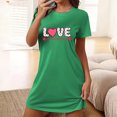 thumbnail image 2 of Grande Taille Pyjamas Chemises de Nuit pour Femmes Imprimé Cœur Robe de Nuit Manches Courtes Col Rond Chemise de Sommeil Confort Robe de Pyjama Tenue de Nuit T-Shirt Tenue d'Intérieur Robe de Maison Vert m, 2 of 5