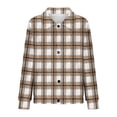 thumbnail image 5 of Mceream Women's Ribbed Knit Shacket Button Down Plaid Jackets Long Sleeve Sweater Shirts Fall Winter Trendy Cardigans Plus Size Winter Warm Outwear Chaqueta De Invierno Para Mujer Khaki M, 5 of 5