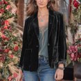 thumbnail image 1 of Mikilon Women Cozy Retro Long Sleeve Velvet Solid Buttons Pokets Jacket Cardigan Loose Coat Top, 1 of 5