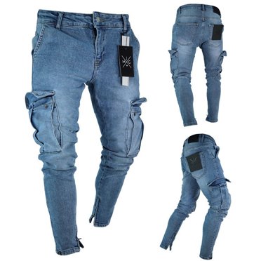 Handsome Men´s Stretchy Blue Jeans Pants, Fashion Casual Slim Trousers