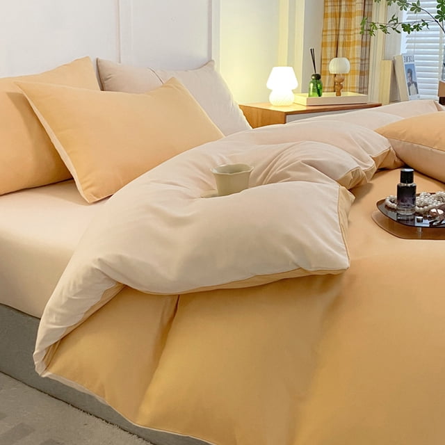 4 Piece Bedding Set | Duvet Cover, Fitted Sheet & Pillowcases | Reversible Design for Student Dorm, Guest Room & Home | Soft Washed Polyester Microfiber | Twin, Full & Queen Sizes