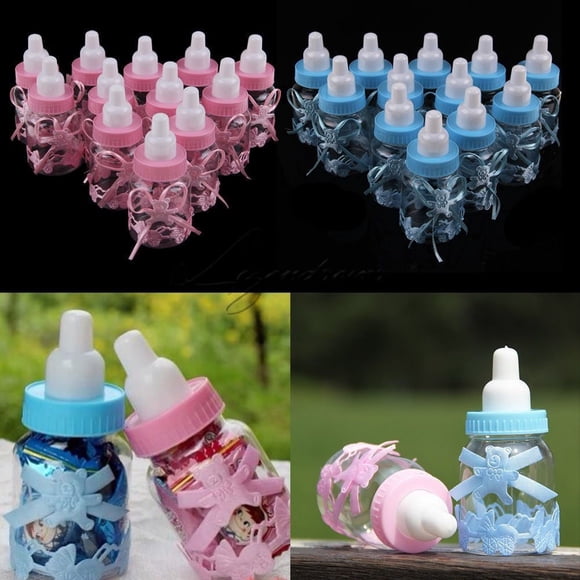 12PCS New Fillable Bottle Baby Shower Favors Decor Keepsake Plastic Milk Bottle