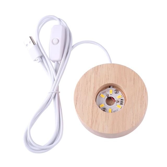 Base de Lampe Pyramide en Orgonite Cristal Décorative Support d'Affichage LED en Bois (Chaud)