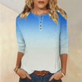 thumbnail image 2 of Yuyuzo Womens 3/4 Sleeve Tops Basic Button Crew Neck Solid Color Loose Fitted Tunics Tee Blouses, 2 of 5