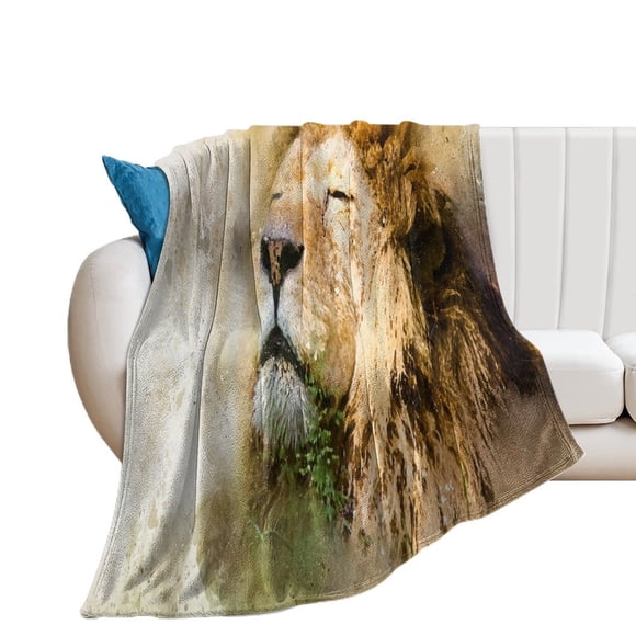 King of The Jungle Throw Blanket Blanket Soft Cozy Animal Print Flannel Blanket Warm Lightweight Fuzzy Plush Blanket Gifts for Kids Adults
